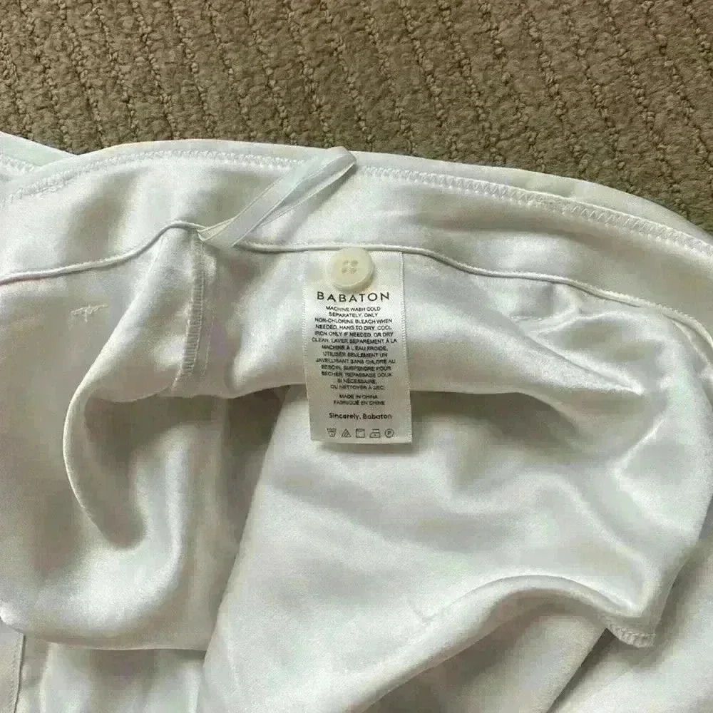 Babaton Refined Satin Cargo Pant, bone/white high waisted pant, size 16. - Picture 11 of 14